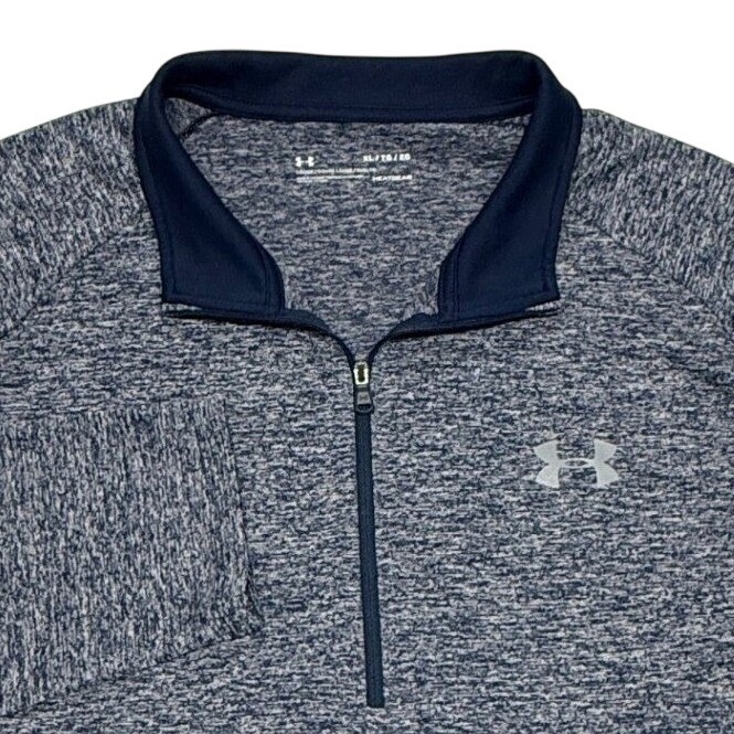 Under Armour Mens Shirt Xl Blue Heatgear Tech 2.0 1/2 Zip Long Sleeve Pullover